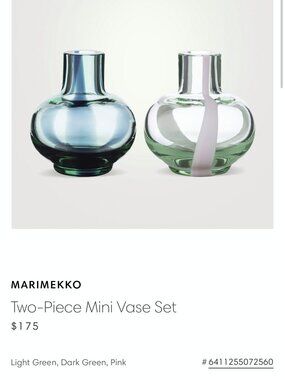 New Marimekko Two-Piece Mini Vase Set
